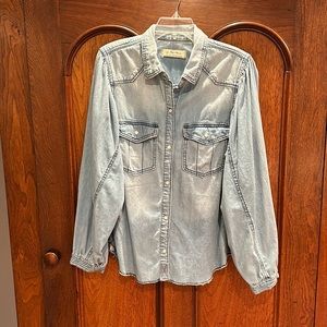 We The Free Denim Snap Front Shirt Jacket